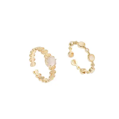 Vintage pearl ring set for women, minimalist style