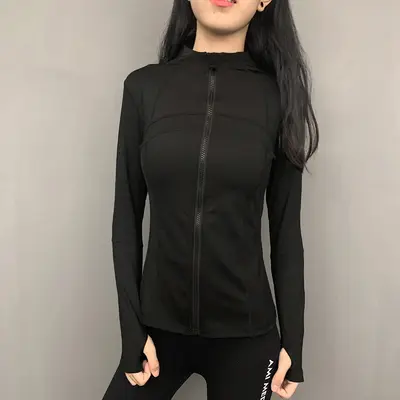 Women's Long Sleeve Running Jacket, Quick-Dry Sports Outerwear, White - 4