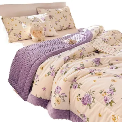 Pure Cotton Bean Velvet Quilt, Spring Autumn Single and Double Bed