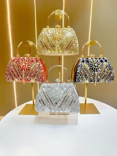 Large Capacity Women's Rhinestone Evening Bag, Single Shoulder Crossbody - 5