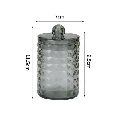 Acrylic Cotton Swab Storage Box, Transparent Gray Stackable Cosmetics Organizer