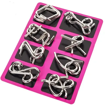 Metall-Lernspielzeug, Knobelpuzzle, 8-teiliges Ring-Set - 11