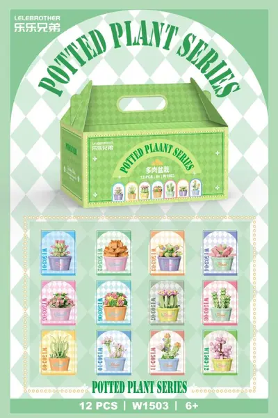 Preserved Flower Building Blocks with Succulent Pot Ornament for Girls - 7