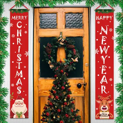 Christmas Door Couplet Set with Printed Backdrop Cloth - 11