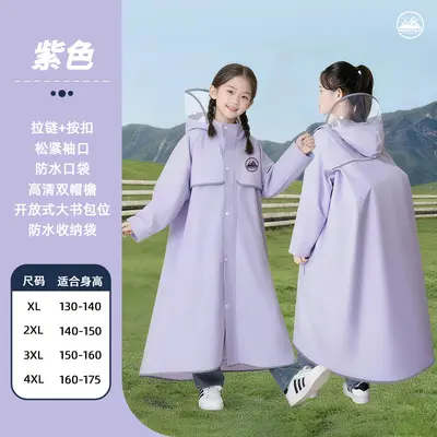 Kids raincoat, long length for cycling and school - 7