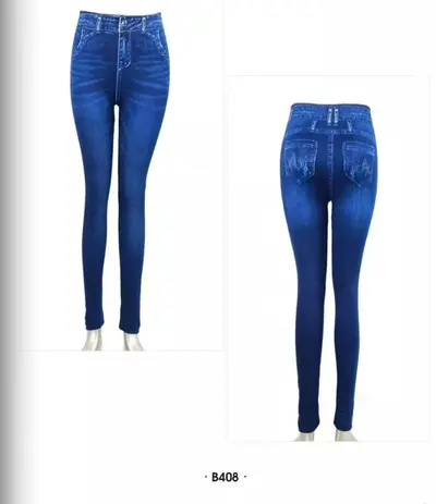 Women's Imitation Denim Cropped Leggings, Plus Size, Thick Style - 10