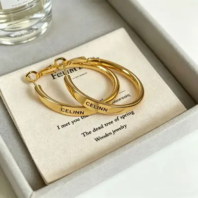 S925 silver letter design earrings
