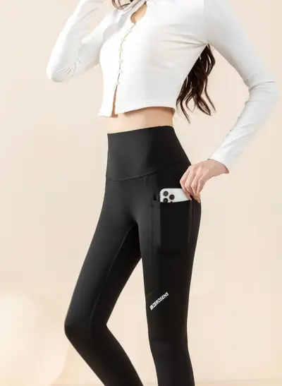 Women's Fleece-Lined Pocket High-Waist Warm Leggings, Plus Size - 10