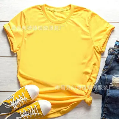 Solid Color Round Neck Unisex T-Shirt, Plus Size Available - 9