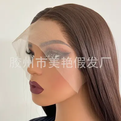 13x4 Lace Front Wig No.6 Dark Brown, Synthetic Fiber, Long Straight Hair - 4