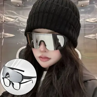 Açık hava sporları miyopi seti bisiklet dağcılık kayak rüzgar geçirmez gözlük siyah çerçeve cıva büyük boy çerçeve güneş gözlüğü