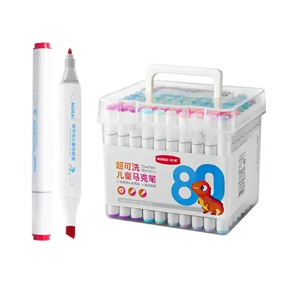 Nuoya dual-tip markers, 80 colors, washable