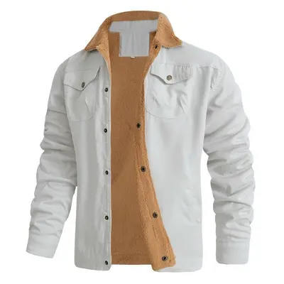 2024 Autumn Winter Men's Fleece-Lined Cotton Workwear Jacket