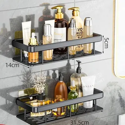 Banyo duvar tipi delme gerektirmeyen tuvalet banyo lavabo duvar rafı banyo depolama rafı - 8