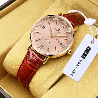 Kadın saati Milanese kordon çift takvim rhinestone - 9