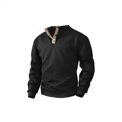 Men's Long Sleeve Sweatshirt, Half Stand Collar, Color Block, Loose Fit