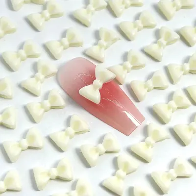3D Resin Bow Nail Art Charm Set, Solid Colour, DIY - 7