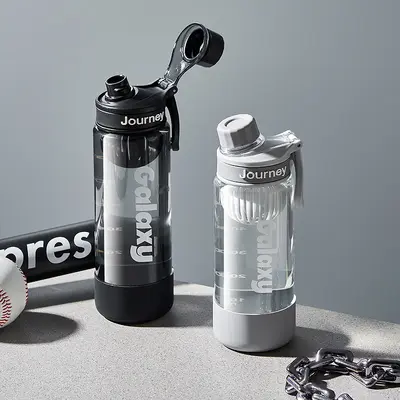 Fuking einfache Sport-Trinkflasche Auto-Trinkbecher Fitness-Becher bruchsicher auslaufsicher mit Teefilter tragbar Kunststoffbecher für Studenten - 2