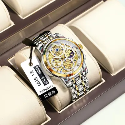 Herrenuhr Luxus, Hohlkammeroptik, wasserdicht, Quarz - 10