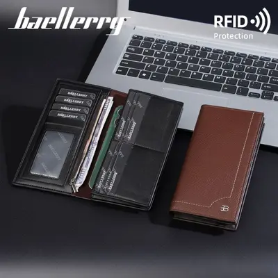 Men's Long Wallet, Retro Style, Multi-Card Slots, Zipper - 3