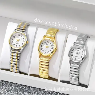 SK Quarz-Armbanduhr digitale Anzeige Edelstahl wasserdicht - 2