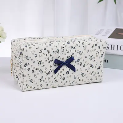 Small Floral Quilted Cosmetic Bag, Large Capacity Travel Pouch - 10