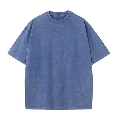 230g %100 Pamuklu Yıkamalı Eskitme Oversize Tişört, Retro Kısa Kol - 9