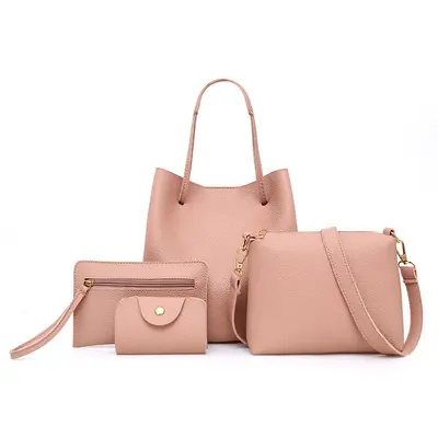 Litchi Pattern Women's Bag Set, 4 Pieces, Large Capacity - 3