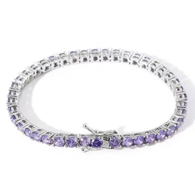 Tennisarmband mit weißem Zirkonia, Silberschmuck, hochglänzend, Premium-Feeling