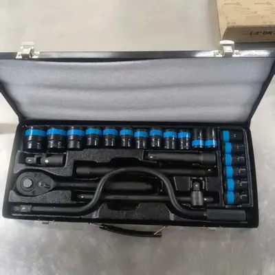24-Piece Bow-Shaped F-Handle Socket Set with Metal Box, Auto Repair Tool Kit - 11