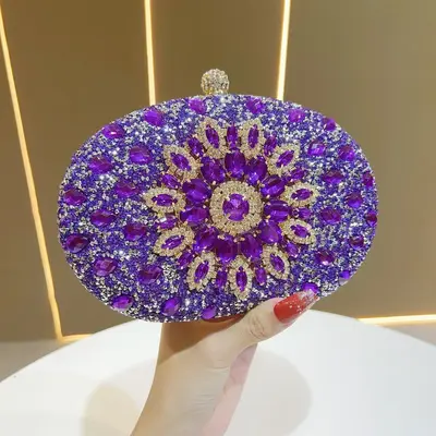 Strass-Sonnenblumen-Abendtasche, vollständig mit Strass besetzt - 13