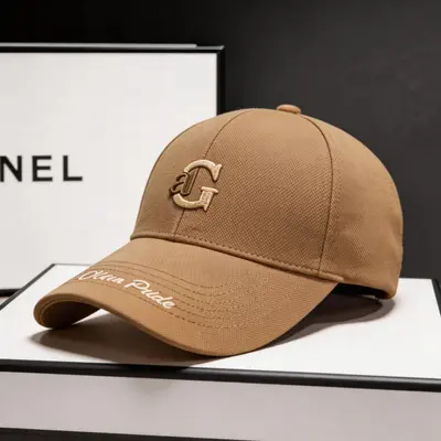 Baseballkappe Herren modisch Trend Ananas-Stoff Buchstaben-Logo Alltag vielseitig steife Kappe breite Krempe verkleinert Gesicht Enten-Schirmmütze - 11