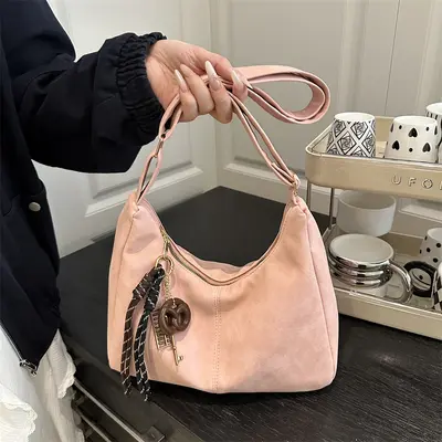 Women's Large Capacity Everyday Shoulder Bag, Retro Textured Frosted Crossbody Bag