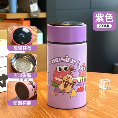 Paslanmaz Çelik Mini Cep Termos Bardak Akıllı Ekranlı Çocuk ve Öğrenci Su Bardağı - 13