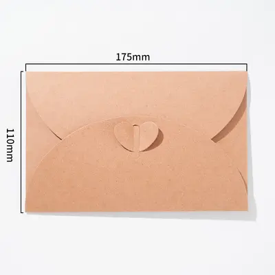 Kraft Paper Heart Envelope, Retro European Style Double Love Letter Envelope - 8