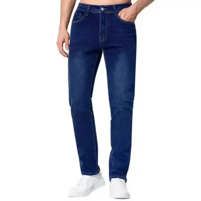 Kadın yüksek bel yırtık düz kot pantolon, çok cepli