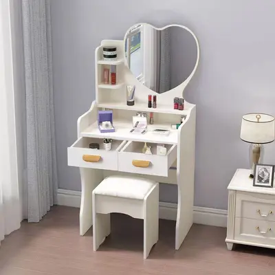 Modern Minimalist Makeup Vanity Table with Drawers and Storage Cabinet for Small Apartment - 13