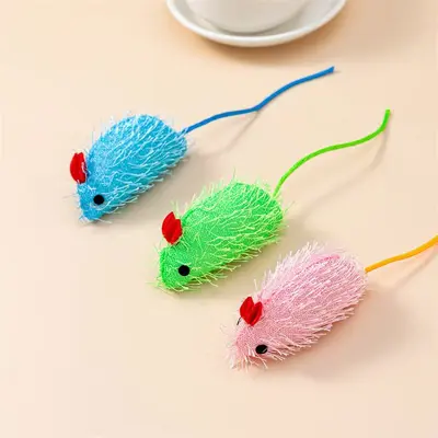 Plush Mouse Toy Set with Feathers, Scratch and Bite Resistant Cat Toy, Catnip - 4