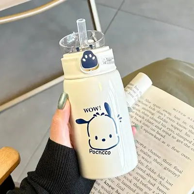 可爱ins猫爪吸管保温杯316不锈钢杯子大容量简约男女学生保温水杯