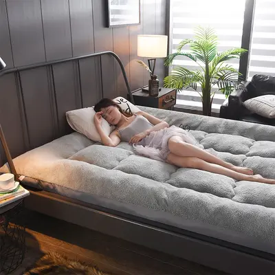 Lamb wool polar-lined thickened bedding winter soft pillow home double bed quilt floor mat bed student dormitory tatami - 4
