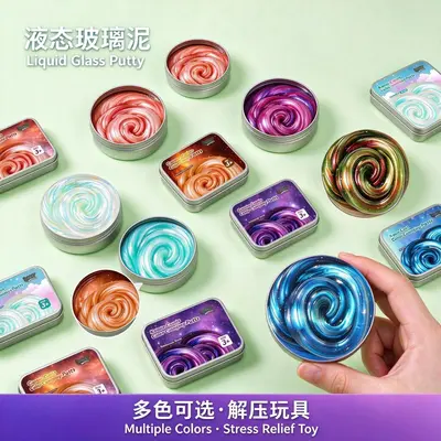 Sıvı Cam Kristal Çamur Slime, Çocuklar İçin Yapışmaz Stres Oyuncağı