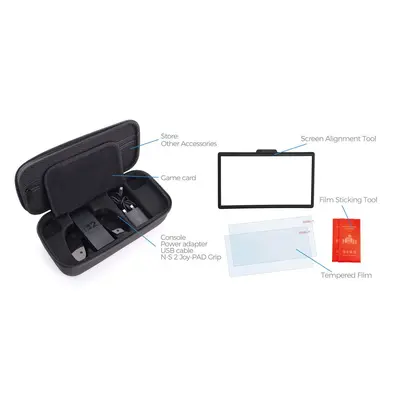 Switch2 Host Storage Case NS2 Screen Tempered Glass Film with Application Tool 4-in-1 Set TNS-51109