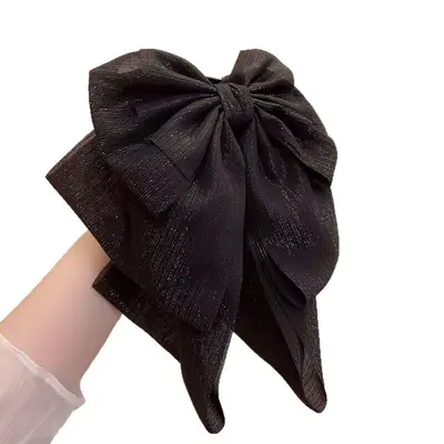 Schwarzes großes Schleifen-Stirnband Band kleiner Halter Premium-Haarspange Damen Haiclip Haarspange Hinterkopf