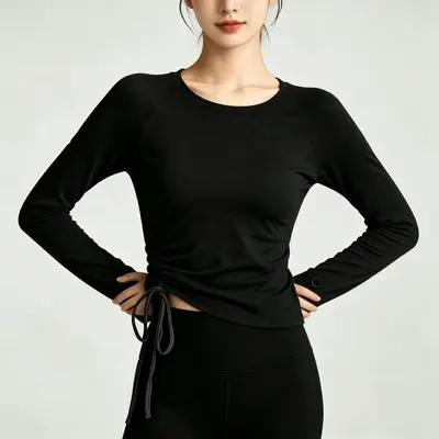 Damen Yoga-Langarmshirt elastisch atmungsaktiv