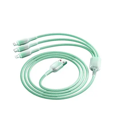Buz Kristali Gradyan Üç-in-bir Veri Kablosu Type-C Üçlü Süper Hızlı Şarj Şarj Kablosu Örgülü Apple 15 Uyumlu