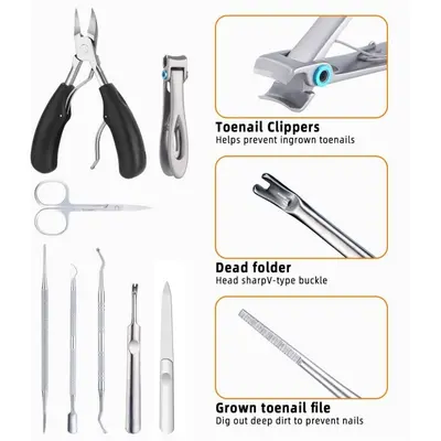 Stainless steel nail clipper set, 8-piece, ingrown toenail pedicure - 4