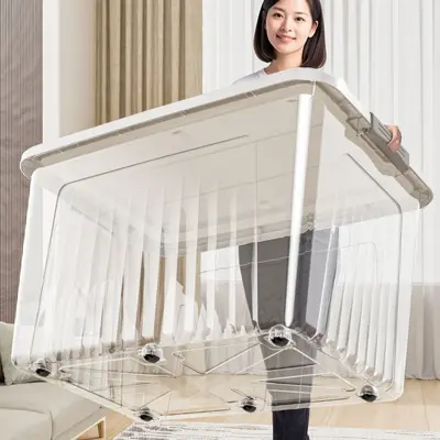 一件代发透明收纳箱家用衣服储物箱玩具收纳盒大容量收纳整理箱 - 2