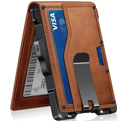 Men's Wallet with Carbon Fiber Pattern Metal Card Holder and RFID Protection - 6