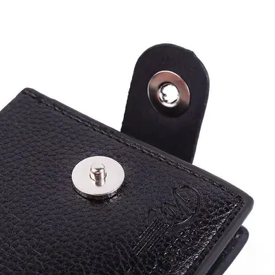 Men's Short Wallet, PU Leather, Magnetic Buckle, Multifunctional with Coin Pocket - 5