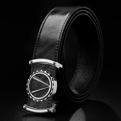 Men's cowhide belt, crocodile pattern, automatic buckle - 8